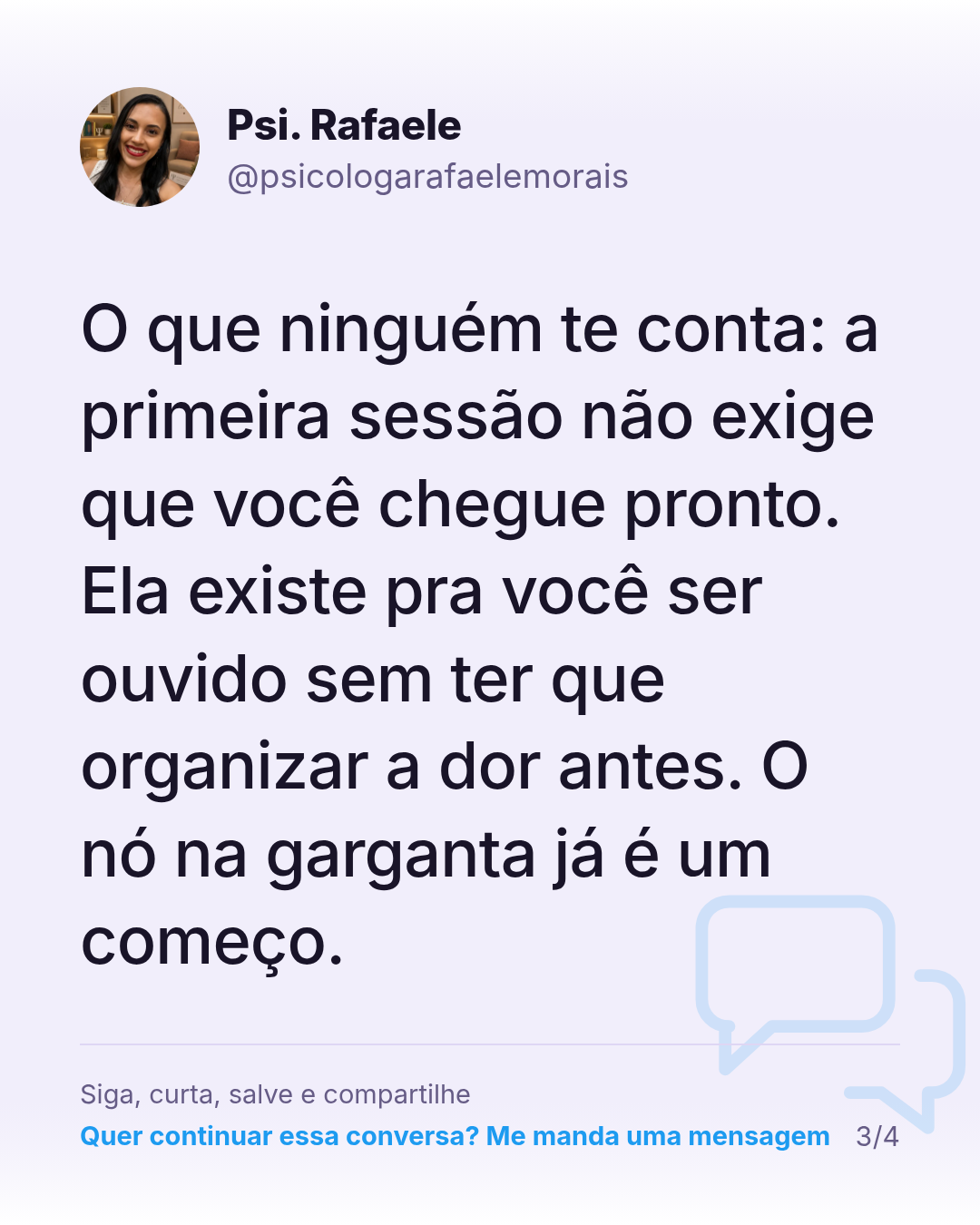 O que ninguém te conta: a primeira sessão não exige que você chegue pronto. Ela existe pra você ser ouvido sem ter que organizar a dor antes. O nó na garganta já é um começo.